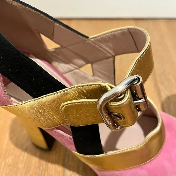 Miu Miu Pink and Gold Heels used size 39 Euro from 2013 Collection - Picture 11 of 16